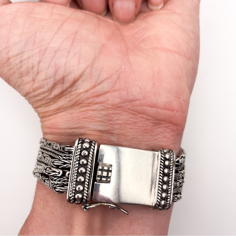 Silpada B1452 Sterling Silver Multi-Strand Woven Chain Bracelet with Box Clasp - Picture 10 of 13